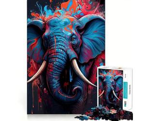 Puzzle da 1000 pezzi "L'elegante elefante" per ragazzi, gioco stimolante per la mente, passatempo rilassante, taglio preciso, regalo delizioso 38x26cm