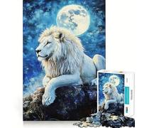 Puzzle da 1000 pezzi "Leone bianco al chiaro di luna",gioco creativo per sviluppare le proprie capacità,incastro perfetto,nessun pezzo si stacca,attività per rafforzare i legami familiari (50x75cm)