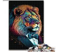Puzzle da 1000 pezzi Leone colorato con occhiali in legno,perfetto per decorare la casa o l'ufficio,ideale come regalo di Natale 50x75cm,decorazione artistica fai da te,perfetto regalo di compleanno