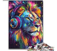 Puzzle da 1000 pezzi Leone con cuffie Puzzle da 1000 pezzi per adulti Perfetto regalo di Natale e Capodanno, regalo per le feste (dimensioni 26x38cm)