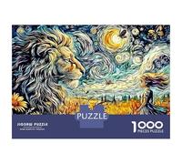 Puzzle da 1000 pezzi Leone e ragazza Notte nella foresta magica per giochi educativi per adulti Bellissima decorazione Sfida Alta difficoltà Regali di compleanno 38x26 cm/1000 pezzi