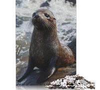 Puzzle da 1000 pezzi "Leone marino sulle rocce", difficoltà alta, per adulti, rafforza le relazioni tra i membri della famiglia, 1000 pezzi (38x26 cm)
