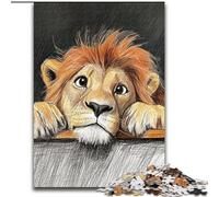 Puzzle da 1000 pezzi "Leone triste" per adulti, perfetto regalo di Natale e Capodanno, regalo per le feste (dimensioni 26x38cm)