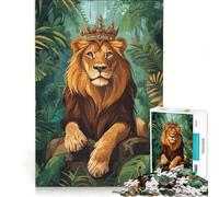 Puzzle da 1000 pezzi "Leoni Re della Giungla" giocattolo fai-da-te sfida impegnativa con pezzi di forma casuale completamente ad incastro 38x26cm