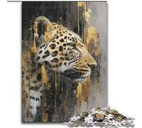 Puzzle da 1000 pezzi Leopard Art per adolescenti, antistress per ammazzare il tempo durante le vacanze, con poster abbinato e foglio di quiz (26x38cm)
