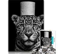 Puzzle da 1000 pezzi "Leopardo che gioca con la carta igienica" per adulti e adolescenti, gioco per famiglie, antistress, sfida difficile, collezione di artisti, belle arti (38x26cm)