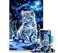 Puzzle da 1000 pezzi "Leopardo delle nevi nella roccia notturna" per adolescenti, gioco per allenare la mente, design rilassante, assemblaggio, regalo prezioso (50x75cm)