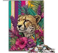 Puzzle da 1000 pezzi Leopardo dorato tra i fiori, adatto per bambini dai 14 anni in su, giochi educativi per la casa, giocattoli fai da te, opere d'arte, regalo (dimensioni 26x38cm)