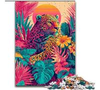 Puzzle da 1000 pezzi "Leopardo dorato tra i fiori" per adolescenti e adulti, antistress, regalo divertente per trascorrere il tempo in casa (26x38cm)