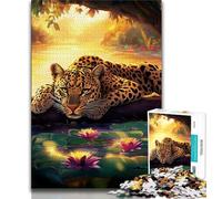 Puzzle da 1000 pezzi "Leopardo nella giungla" per adulti, giocattoli, giochi educativi antistress, adatti per la decorazione della scrivania (38x26cm)