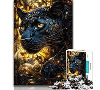 Puzzle da 1000 pezzi "Leopardo Nero Dorato" per adulti e adolescenti, giocattolo educativo intellettuale decomprimente, regali di Babbo Natale segreto, 38x26cm