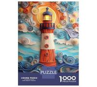 Puzzle Da 1000 Pezzi Lighthouse Ocean Waves Art Print Puzzle Per Adulti Gioco Pratico Vacanza A Casa Passatempo Natale Compleanno Regali 38x26cm/1000pcs