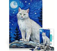 Puzzle da 1000 pezzi "Lince Bianca sotto il cielo notturno" per ragazzi,gioco di concentrazione mentale,bordi lisci e tagliati con precisione,perfetto come regalo di Natale (50x75cm)