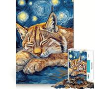 Puzzle da 1000 pezzi "Lince nella notte stellata" per adolescenti, un gioco intelligente per trascorrere del tempo di qualità insieme, con tagli precisi e un'opera d'arte da collezione 50x75cm