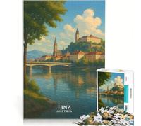 Puzzle da 1000 pezzi Linz Austria Poster | 38x26cm Collezione di opere d'arte difficili e artistiche perfette come regali per tutta la famiglia.