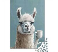 Puzzle Da 1000 Pezzi Llama Holding Coffee Mug Puzzle Per Adulti Gioco Rompicapo Vacanza A Casa Ammazzare Il Tempo Offerta Come Regalo Per Tutta La Famiglia 70x50cm/1000pcs