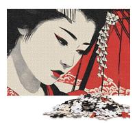Puzzle da 1000 pezzi "Lo sguardo della geisha", per adulti e puzzle in legno, giochi educativi per bambini, 1000 pezzi (75x50 cm)