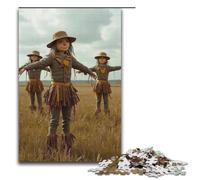 Puzzle da 1000 pezzi "Lo spaventapasseri veglia silenziosamente sul campo" puzzle in legno per bambini interazione tra genitori e figli 1000 pezzi (38x26 cm).