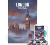 Puzzle da 1000 pezzi "Londra al tramonto", gioco per famiglie, regalo di compleanno, con poster e foglio di curiosità abbinati 38x52cm