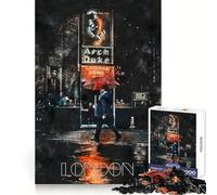 Puzzle da 1000 pezzi "Londra di notte" ad acquerello per adolescenti Migliora la memoria, regala un momento di relax e divertimento Taglio laser, regalo speciale (38x52cm)