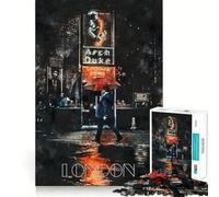Puzzle da 1000 pezzi "Londra di notte ad acquerello",un gioco stimolante per la mente,con taglio di alta precisione,ideale per ingannare il tempo (50x75cm)