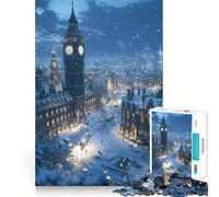 Puzzle da 1000 pezzi "Londra innevata di notte" per adulti e ragazzi, gioco di abilità rilassante e divertente, con bordi precisi, ideale come regalo per le festività (38x52cm)