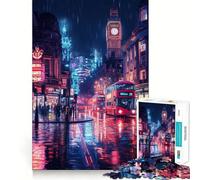Puzzle da 1000 pezzi "Londra Notte Piovosa" per adolescenti, gioco di logica, facile da usare, bordi puliti, regalo per le feste (50x75cm)