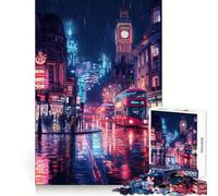 Puzzle da 1000 pezzi "Londra Notte Piovosa" per adolescenti, gioco di logica, facile da usare, bordi puliti, regalo per le feste (50x75cm)