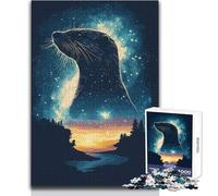Puzzle da 1000 pezzi - Lontra sotto le stelle, divertimento, calma, piacevole, tempo libero, stretto, senza cuciture, precisione, giocattolo, dimensioni 50x75cm