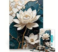 Puzzle da 1000 pezzi "Loto Bianco" per adulti,ispirato al Kintsugi,ideale per allenare la mente Pezzi ben tagliati e senza sbavature Attività di gruppo emozionante (38x26cm)