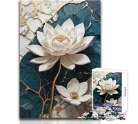 Puzzle da 1000 pezzi - Loto bianco su Kintsugi Calma Piacevole Tempo libero Divertimento Stretto Senza Cuciture Precisione Giocattolo Dimensioni 38x26cm