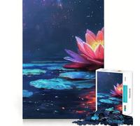 Puzzle da 1000 pezzi "Loto rosa nel cielo notturno" per adolescenti, gioco stimolante per la mente, hobby tranquillo, taglio preciso, regalo stagionale (50x75cm)