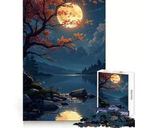Puzzle da 1000 pezzi "Luna d'autunno su lago tranquillo" per adulti, stimolante per la mente, rilassante e divertente, con bordi uniformi, regalo perfetto (50x75cm)
