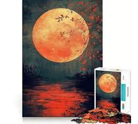 Puzzle da 1000 pezzi "Luna di sangue sull'acqua",disegno accuratamente ritagliato,gioco stimolante per la mente,facile da giocare,regalo di compleanno ideale 38x52cm