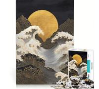 Puzzle da 1000 pezzi "Luna dorata sulle onde dell'oceano" - Arte, Gioco rilassante, Decompressione intellettuale, Collezione d'artista, Belle Arti 38x52cm