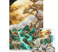 Puzzle da 1000 pezzi "Luna d'oro e fiume di giada", gioco rilassante, attività intellettuale decompressiva, collezione d'artista, belle arti 50x75cm