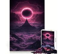 Puzzle da 1000 pezzi "Luna rosa sopra le montagne cosmiche" per adolescenti, gioco per allenare la mente, momento di serenità, assemblaggio artistico, regalo stagionale (38x26cm)