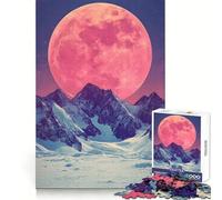 Puzzle da 1000 pezzi "Luna rosa sopra le montagne" per adolescenti, migliora la memoria, favorisce il rilassamento mentale, ha bordi netti ed è un regalo creativo (50x75cm)