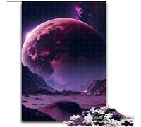 Puzzle da 1000 pezzi Luna viola dallo spazio in legno, ideale per decorare casa e ufficio, regalo perfetto per compleanno 50x75cm, festa di compleanno per uomini e donne