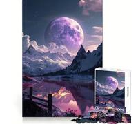Puzzle da 1000 pezzi "Luna viola sulle montagne" per adulti, gioco stimolante per la mente, per interni, con taglio preciso e opere d'arte (38x52cm)