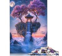Puzzle da 1000 pezzi "Lunar Blossom Shrine", per adulti, difficoltà alta, per rafforzare i rapporti tra i membri della famiglia (38x26 cm)
