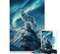 Puzzle da 1000 pezzi "Lupi e aurora boreale" per ragazzi,gioco di concentrazione mentale,bordi lisci e tagliati con precisione,ideale come regalo di Natale (38x26cm)