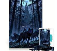 Puzzle da 1000 pezzi "Lupi e un castello",con motivo Memory Train,superficie liscia e priva di sbavature,ideale per un divertente passatempo (50x75cm)