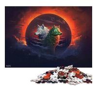 Puzzle da 1000 pezzi Lupi ed eclissi Puzzle quadrati creativi per adulti e puzzle in legno Gioco impegnativo 1000 pezzi (75x50 cm)