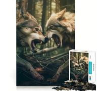 Puzzle da 1000 pezzi "Lupi in lotta" Gioco di concentrazione Artigianato di taglio esperto Hobby affascinante per i momenti di svago (38x26cm)