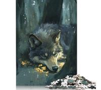 Puzzle da 1000 pezzi "Lupo addormentato nella foresta", giocattolo per sfida relax, puzzle difficili per donne e uomini, 1000 pezzi (75x50 cm)
