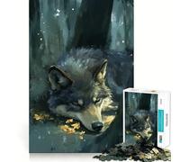 Puzzle da 1000 pezzi "Lupo addormentato nella foresta" per adulti, gioco di puzzle rilassante e distensivo, decorazione murale 50x75cm