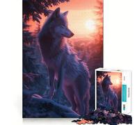 Puzzle da 1000 pezzi "Lupo al tramonto elegante" per adolescenti,gioco di abilità mentale,taglio laser per un incastro perfetto,rilassante attività di gruppo al chiuso (38x26cm)