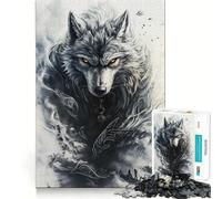 Puzzle da 1000 pezzi "Lupo Alfa con Occhi Luminosi" per adulti,gioco di potenziamento mentale,taglio laser per un incastro perfetto,divertimento in famiglia,attività serale (38x52cm)