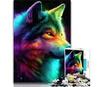 Puzzle da 1000 pezzi "Lupo arcobaleno", puzzle da 1000 pezzi per adulti e adolescenti, decorazione da parete, regali unici per compleanni e Natale, adatto per bambini di età compresa tra 50x75cm